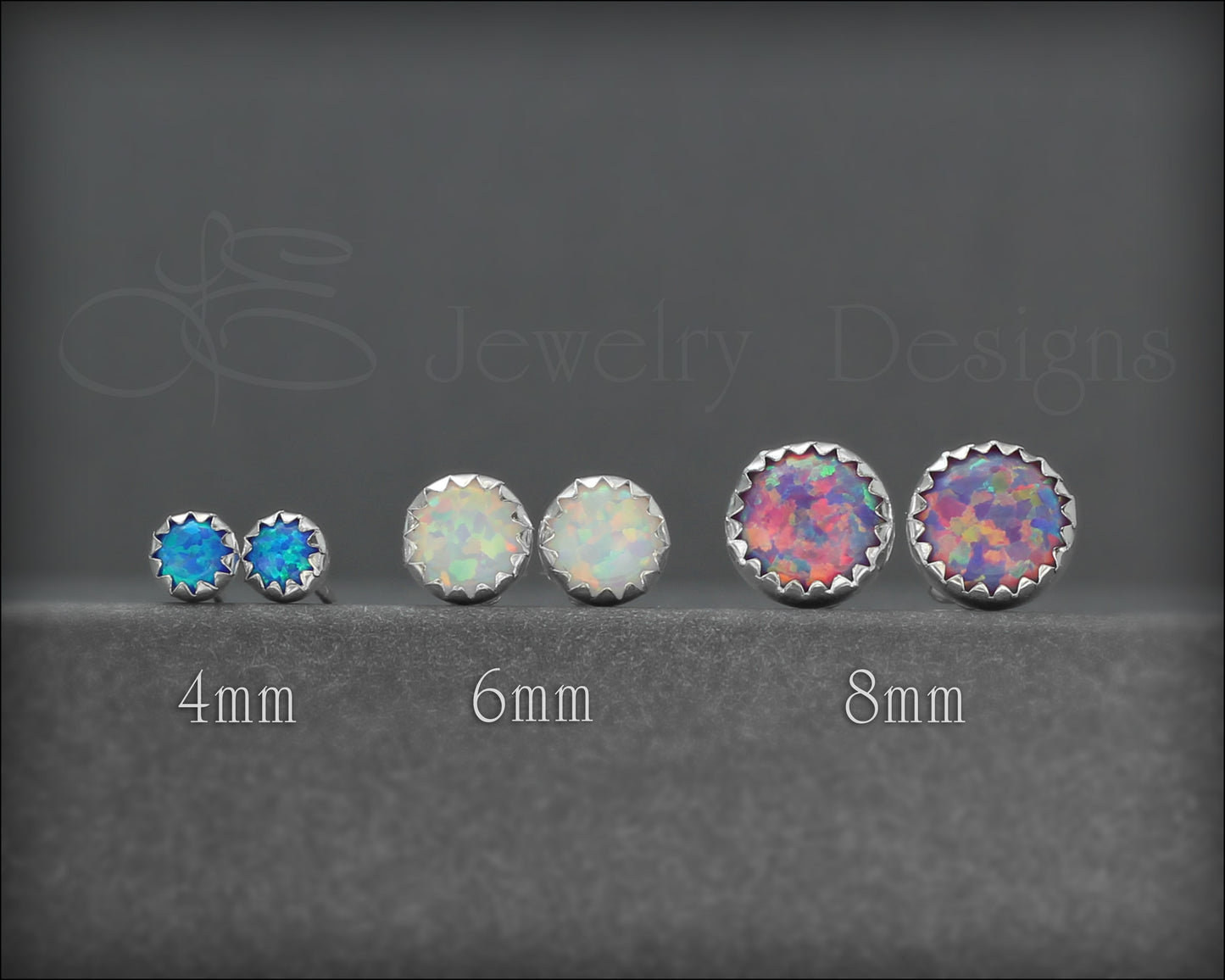 Serrated Opal Stud Earrings (choose size) - LE Jewelry Designs