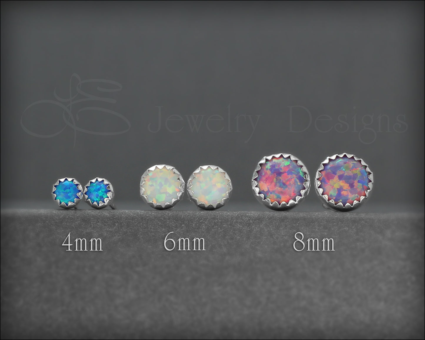 Serrated Opal Stud Earrings (choose size) - LE Jewelry Designs