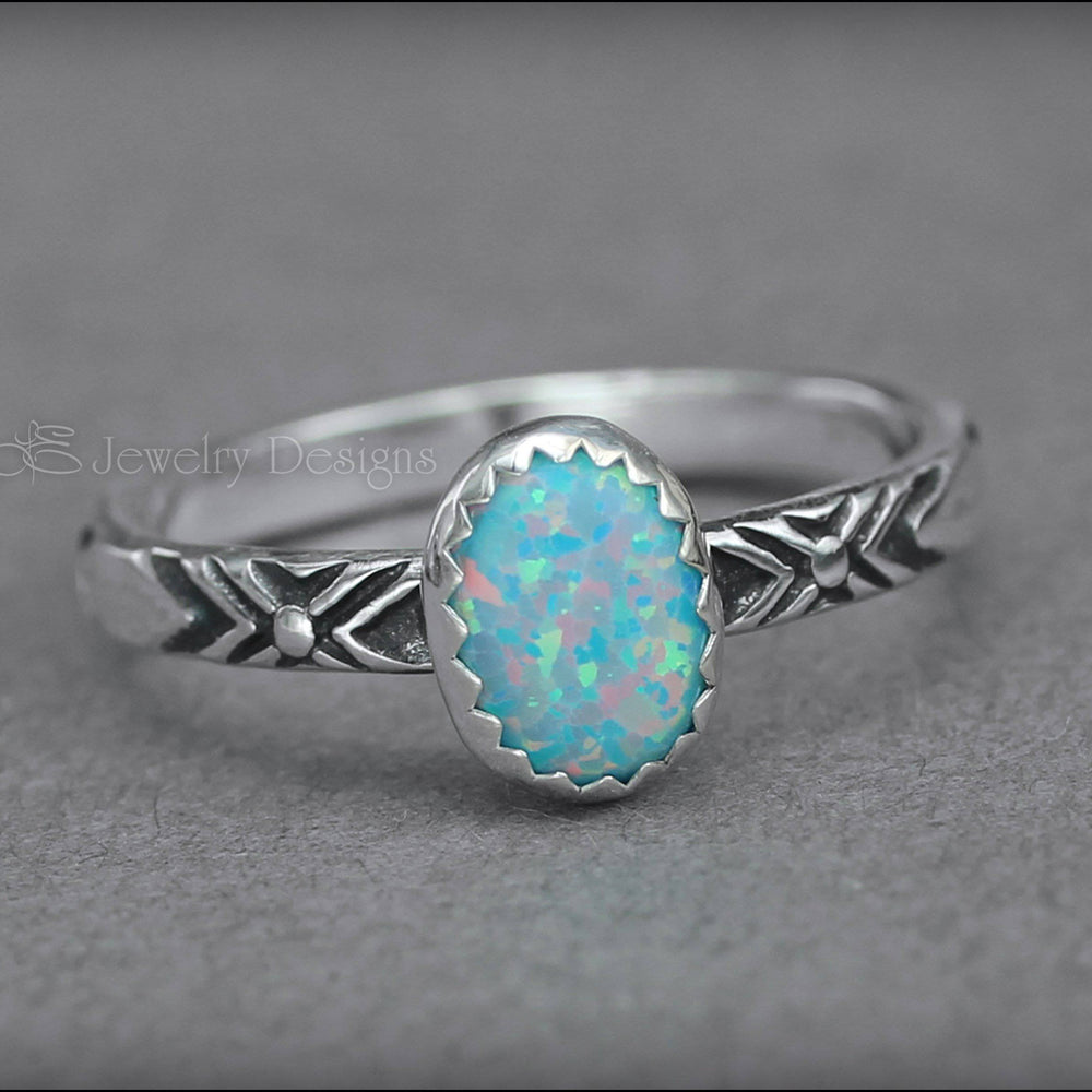 
                  
                    Oval Opal Pattern Ring - (choose color) - LE Jewelry Designs
                  
                