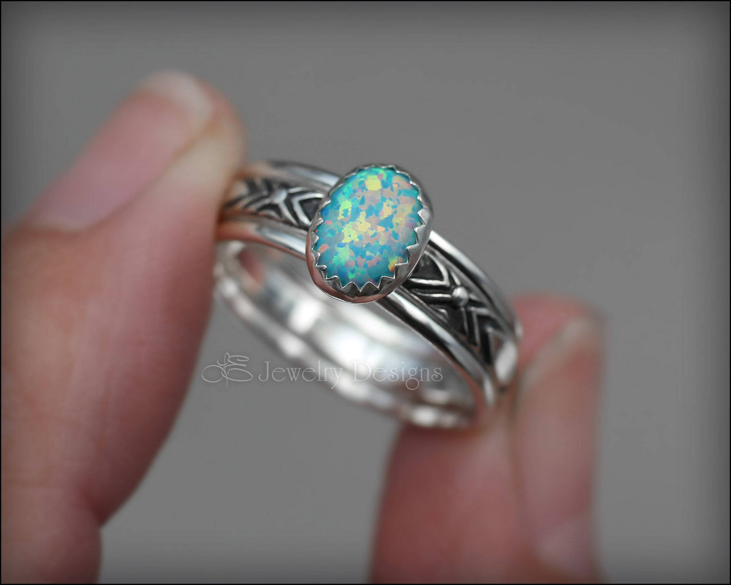Load image into Gallery viewer, Oval Opal Ring Set - (choose color) - LE Jewelry Designs
