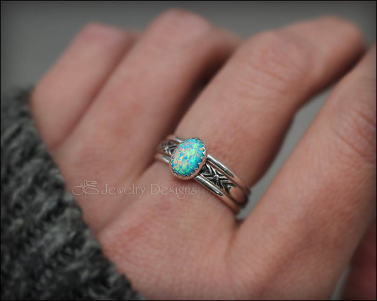 Load image into Gallery viewer, Oval Opal Ring Set - (choose color) - LE Jewelry Designs
