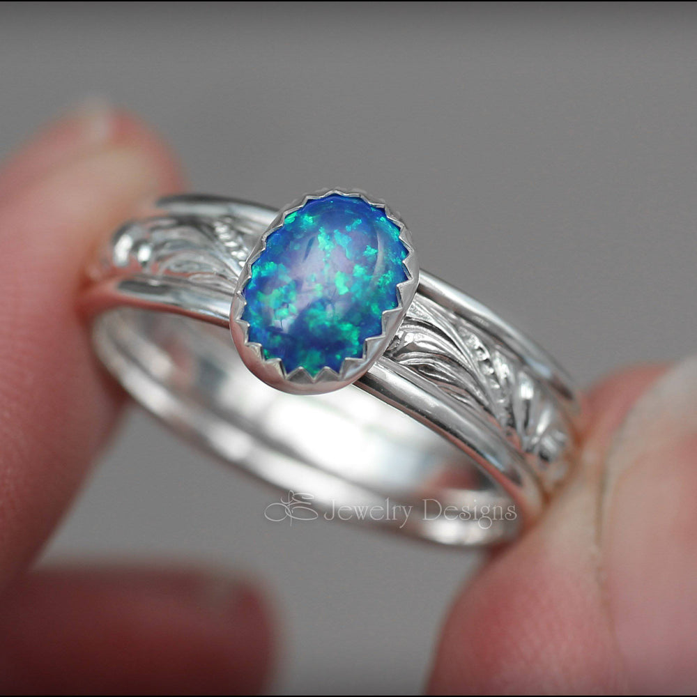 Oval Opal Ring Set - (choose color) - LE Jewelry Designs
