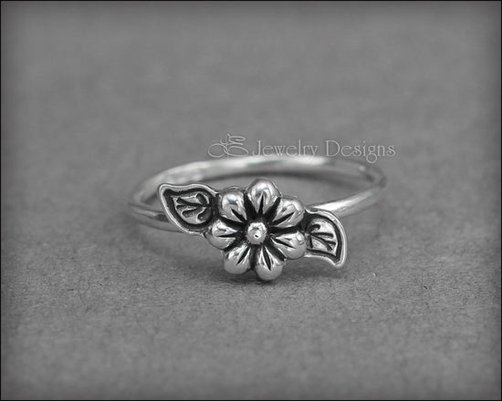 Size 4 - Sterling Flower & Leaves Ring - LE Jewelry Designs
