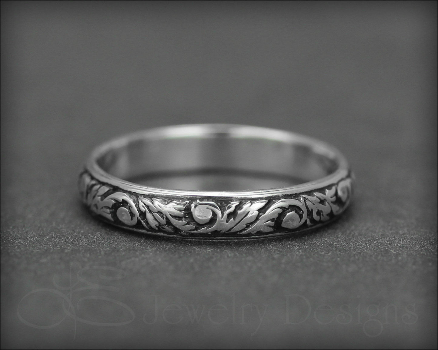 Load image into Gallery viewer, Skinny Sterling Floral Band - LE Jewelry Designs
