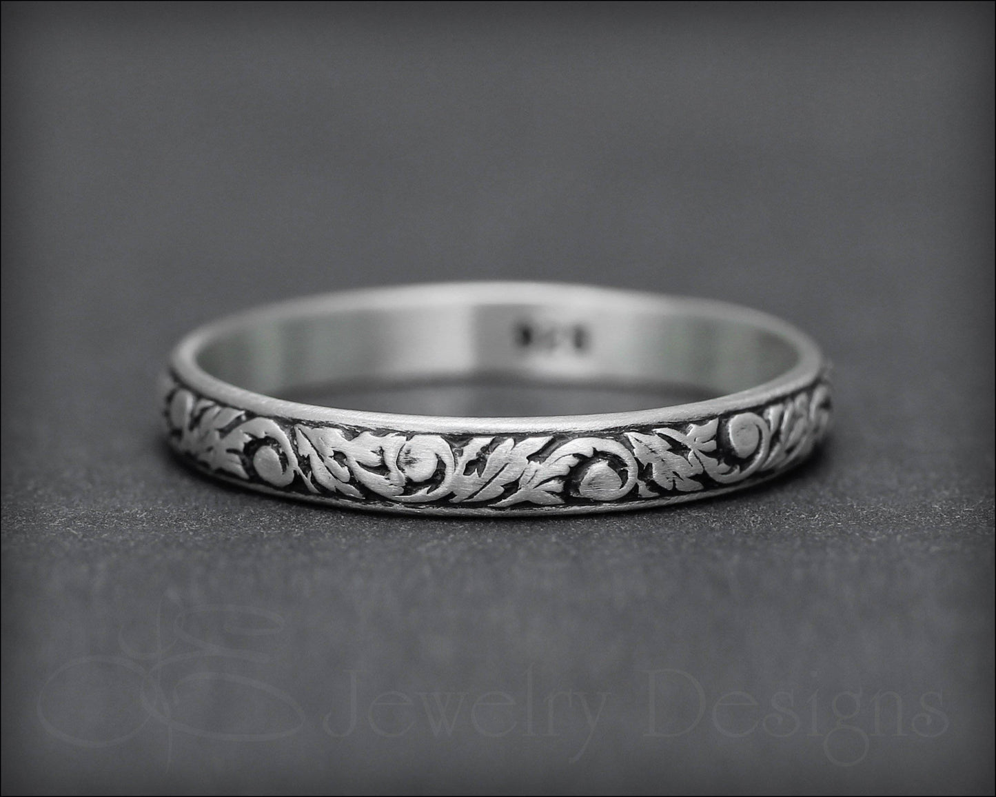 Load image into Gallery viewer, Skinny Sterling Floral Band - LE Jewelry Designs
