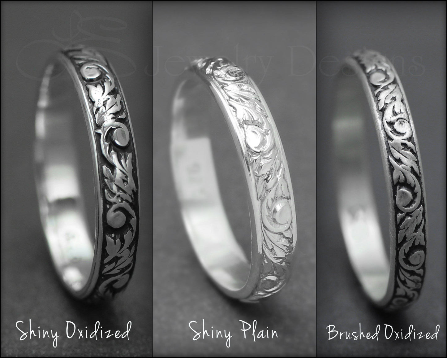 Wild Flower: tapered white gold or sterling silver floral carved hand- –  Cowboy Specialist
