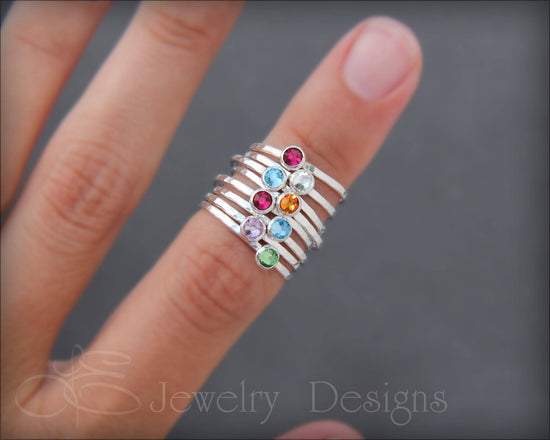 Silver Birthstone or Opal Stacking Ring - LE Jewelry Designs