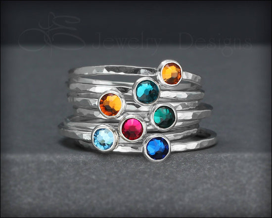 Silver Birthstone or Opal Stacking Ring - LE Jewelry Designs
