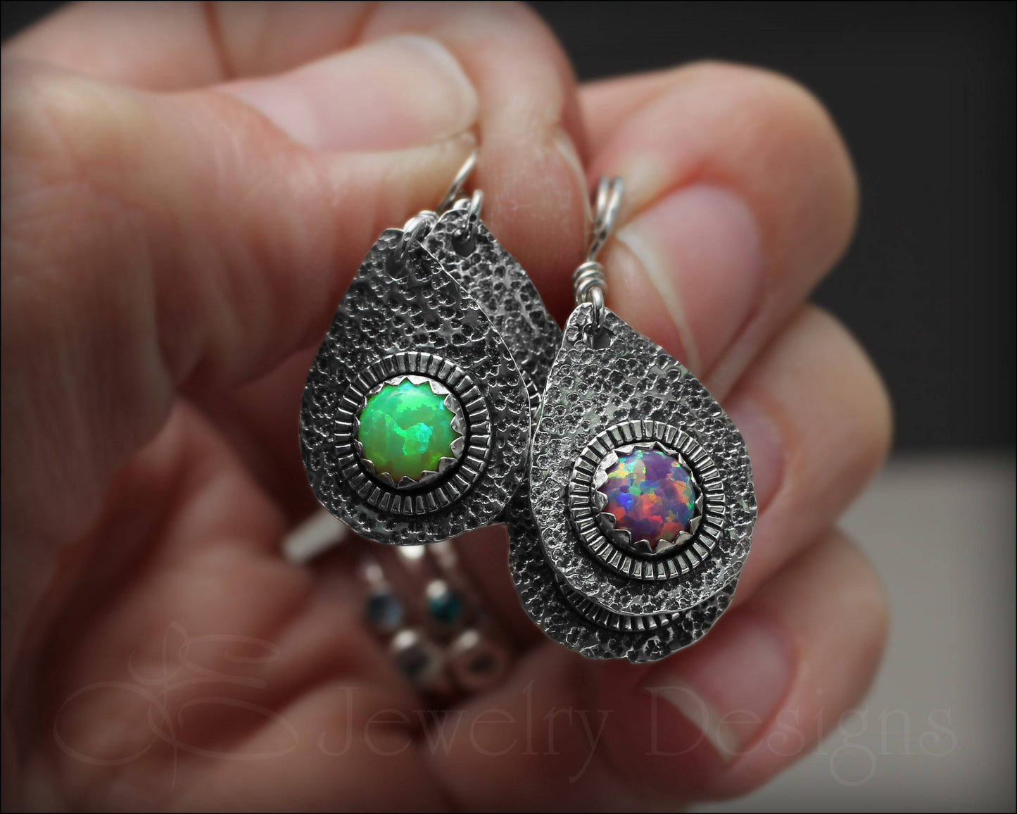 Artisan Opal Teardrop Earrings - LE Jewelry Designs