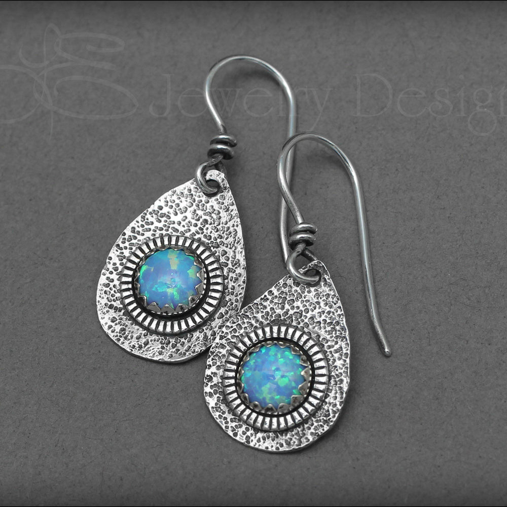 Artisan Opal Teardrop Earrings - LE Jewelry Designs