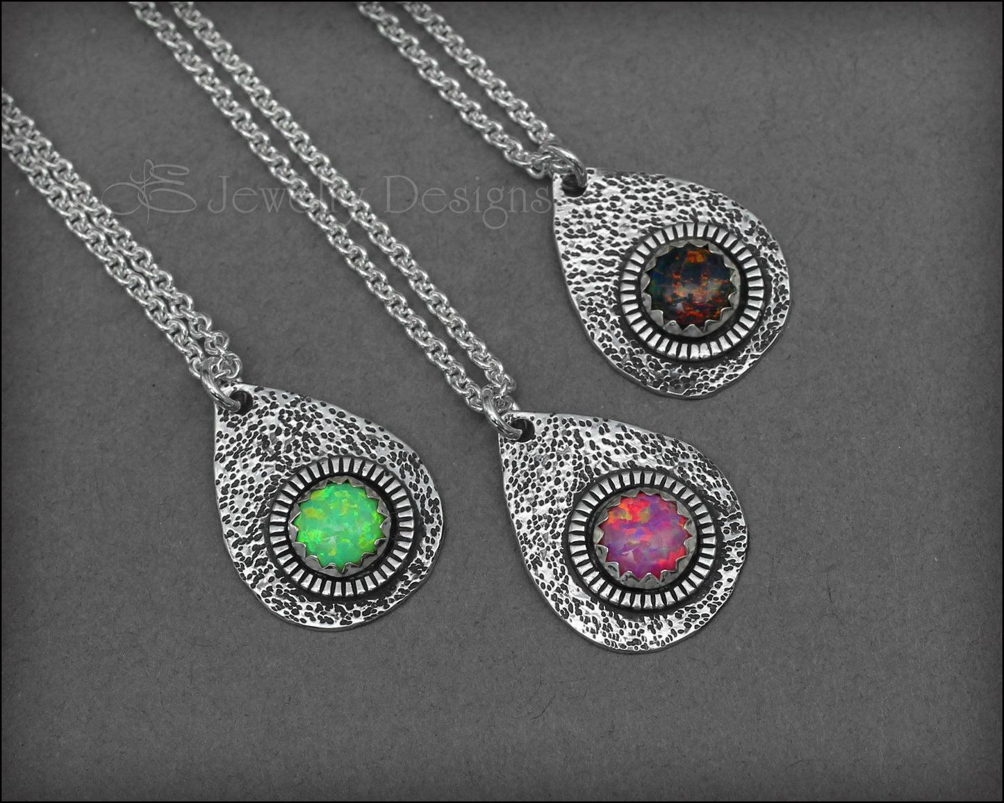 Opal Artisan Teardrop Necklace - (choose color) - LE Jewelry Designs