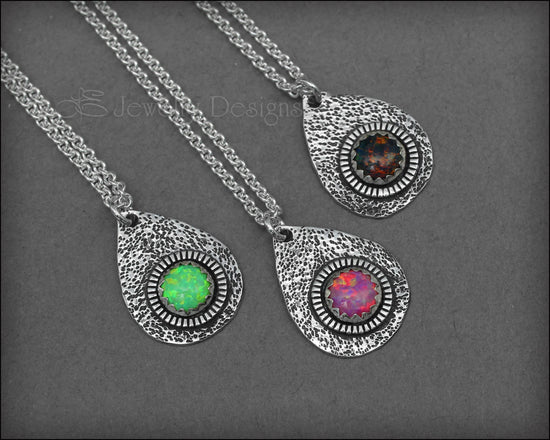 Load image into Gallery viewer, Opal Artisan Teardrop Necklace - (choose color) - LE Jewelry Designs
