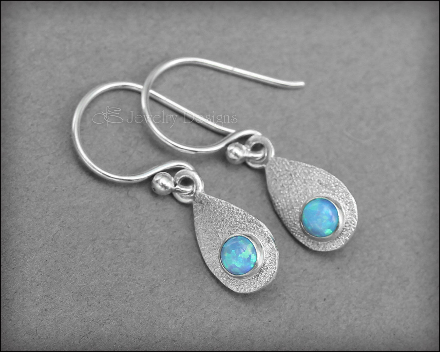 Tiny Sterling Opal Teardrop Earrings - LE Jewelry Designs