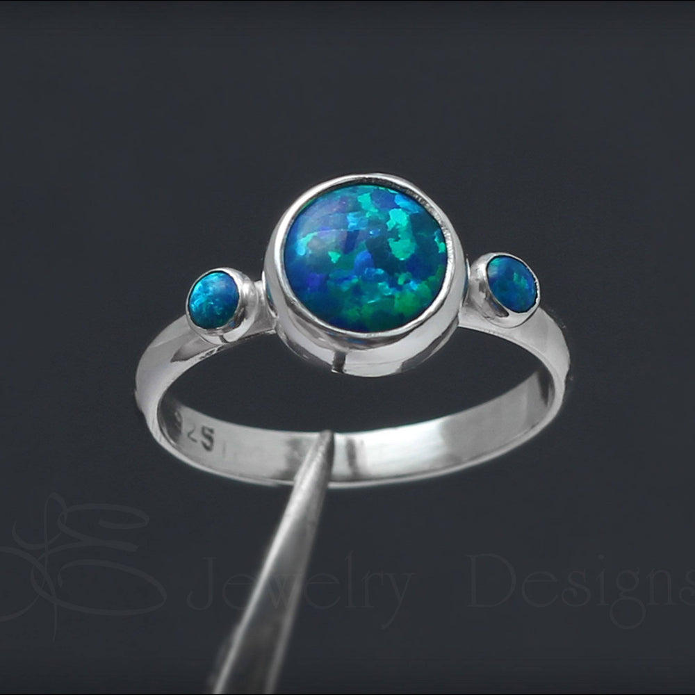 
                  
                    Sterling Silver Opal Trio Ring - LE Jewelry Designs
                  
                