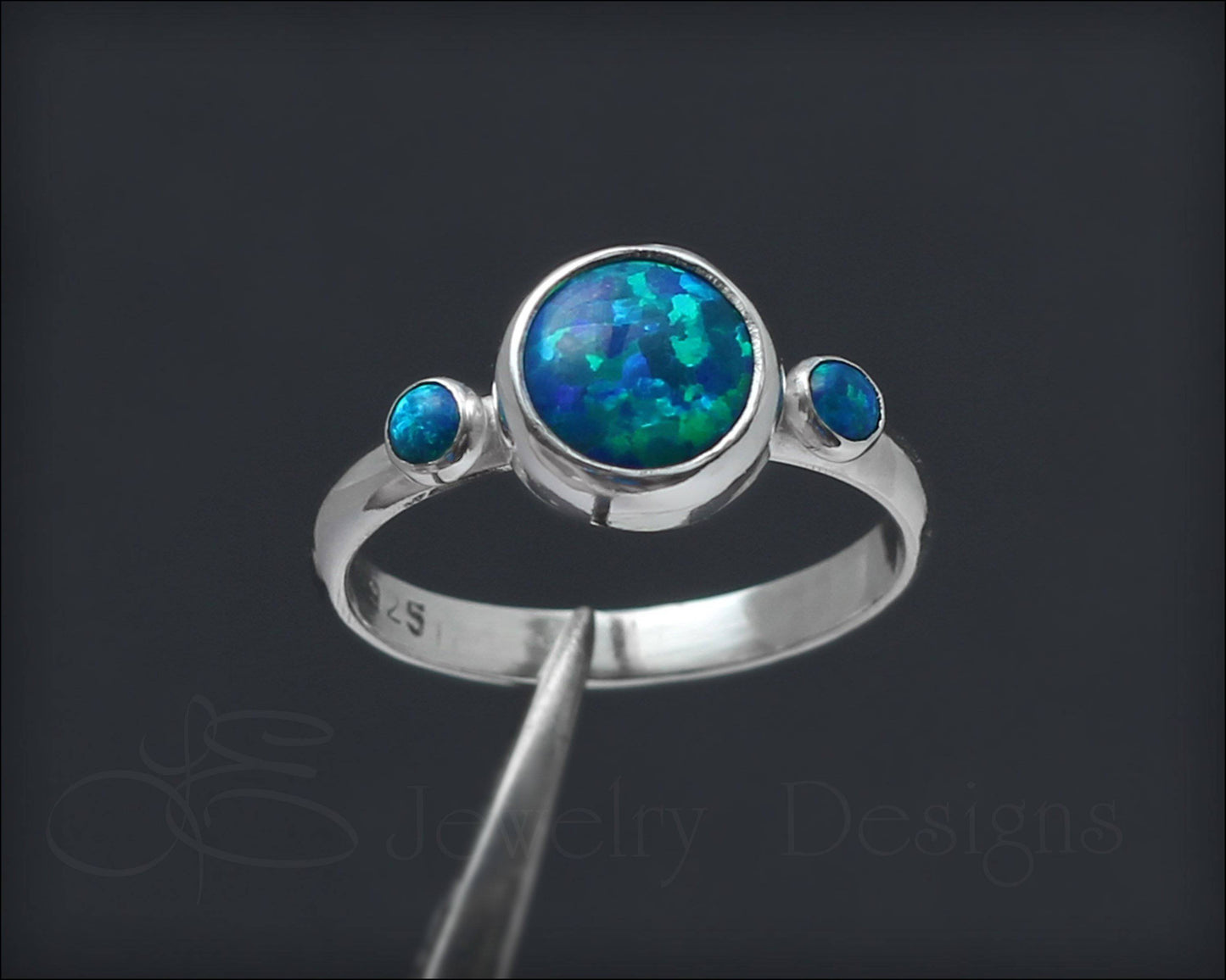 Load image into Gallery viewer, Sterling Silver Opal Trio Ring - LE Jewelry Designs
