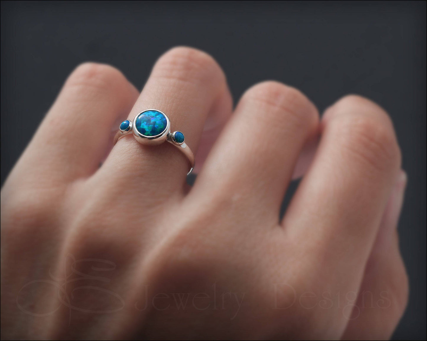 Sterling Silver Opal Trio Ring - LE Jewelry Designs