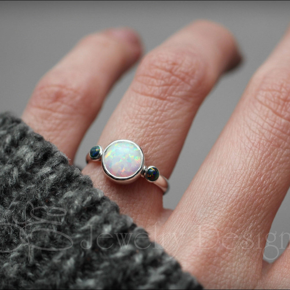 
                  
                    Sterling Silver Opal Trio Ring - LE Jewelry Designs
                  
                