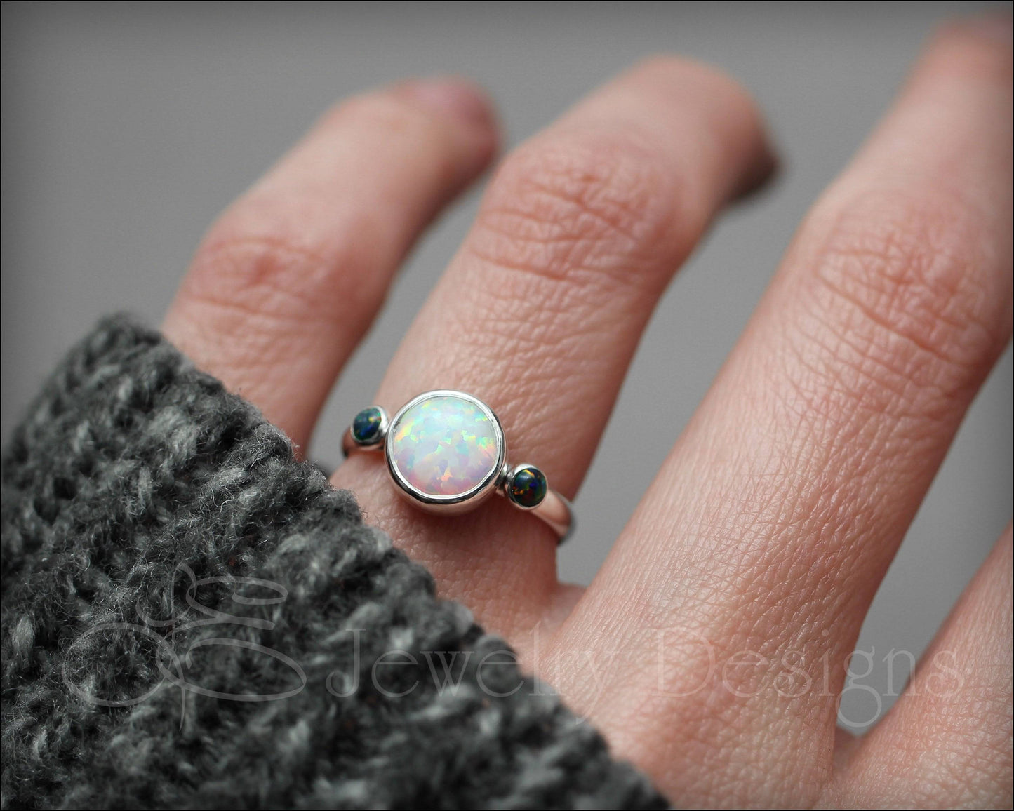 Sterling Silver Opal Trio Ring - LE Jewelry Designs
