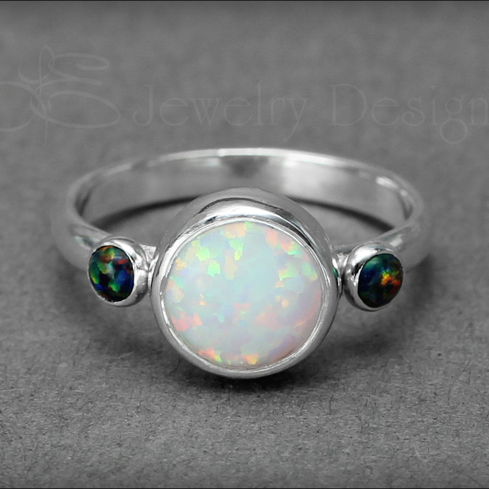 
                  
                    Sterling Silver Opal Trio Ring - LE Jewelry Designs
                  
                