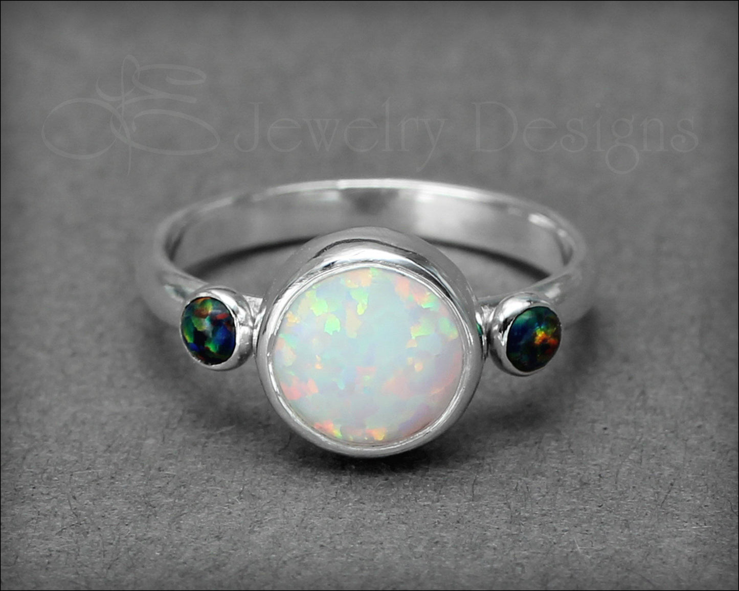 Sterling Silver Opal Trio Ring - LE Jewelry Designs