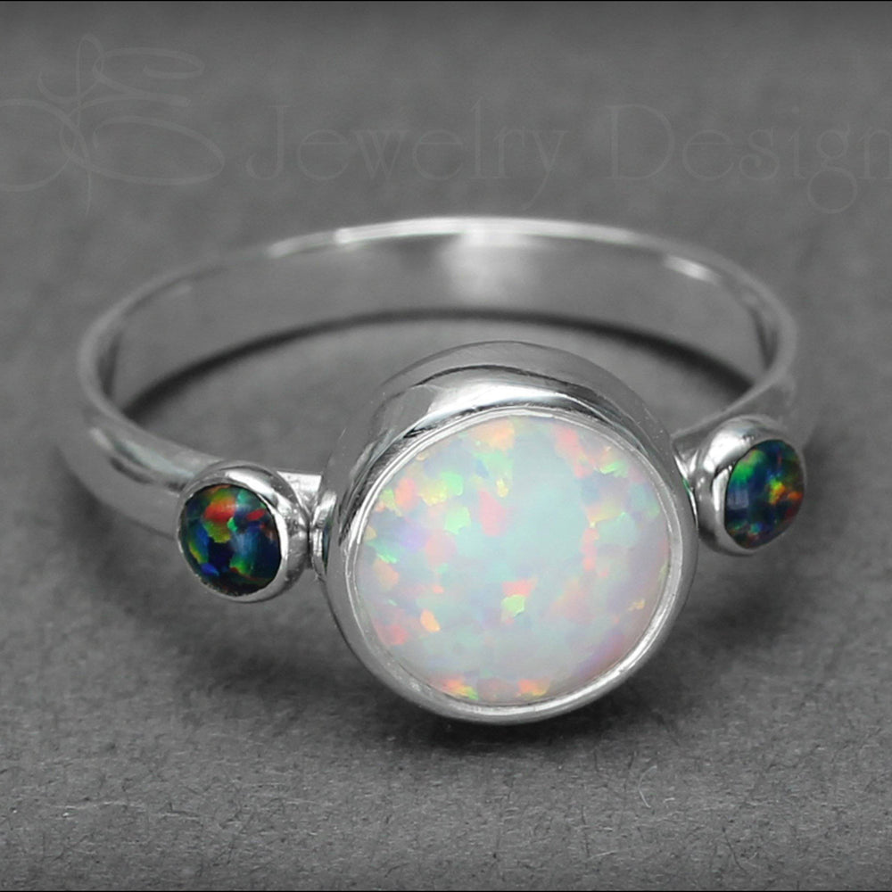 Sterling Silver Opal Trio Ring - LE Jewelry Designs