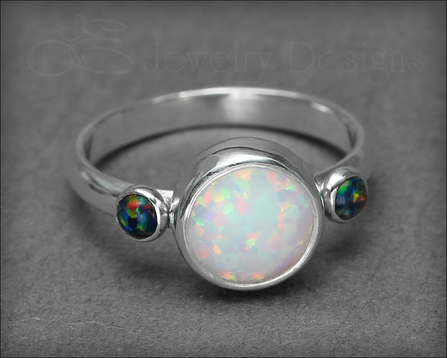Load image into Gallery viewer, Sterling Silver Opal Trio Ring - LE Jewelry Designs
