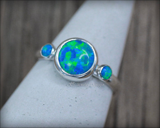 Sterling Silver Opal Trio Ring - LE Jewelry Designs