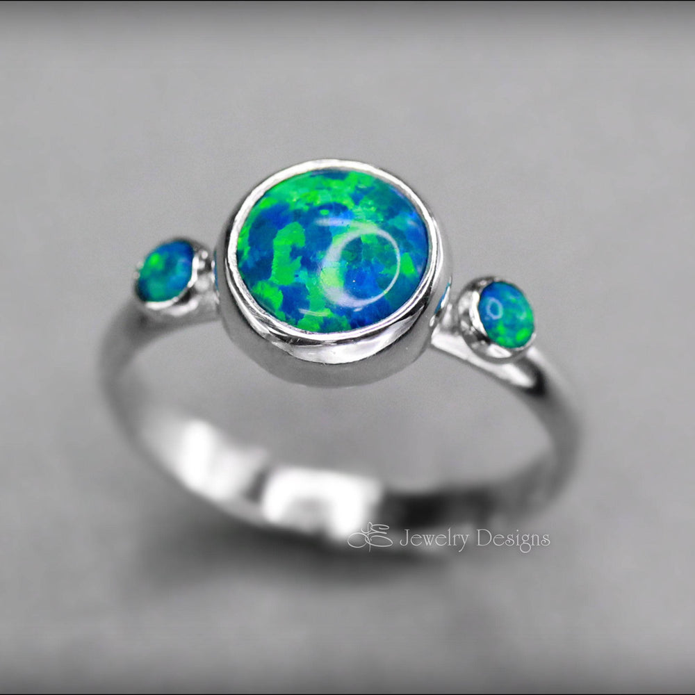 Sterling Silver Opal Trio Ring - LE Jewelry Designs