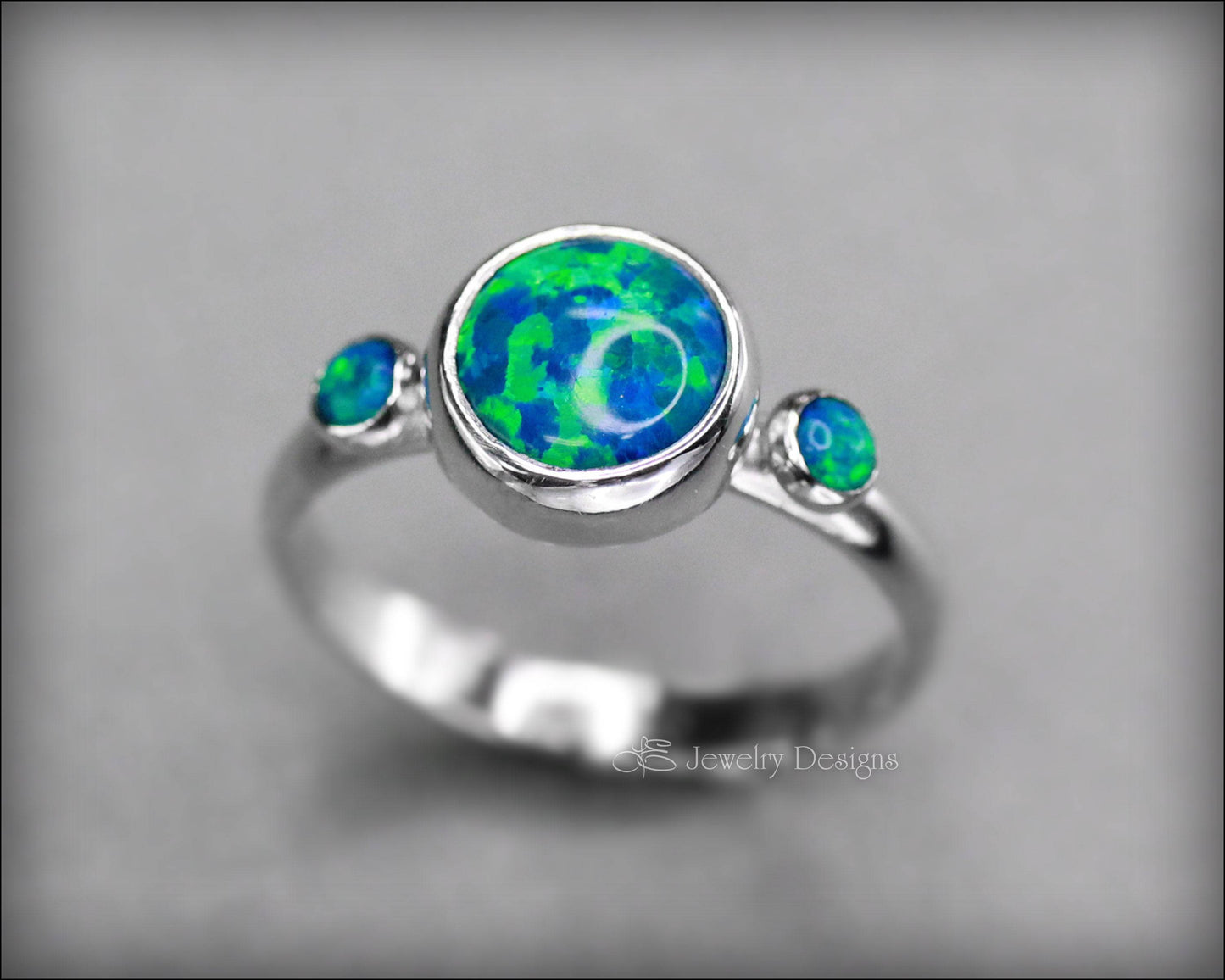 Sterling Silver Opal Trio Ring - LE Jewelry Designs