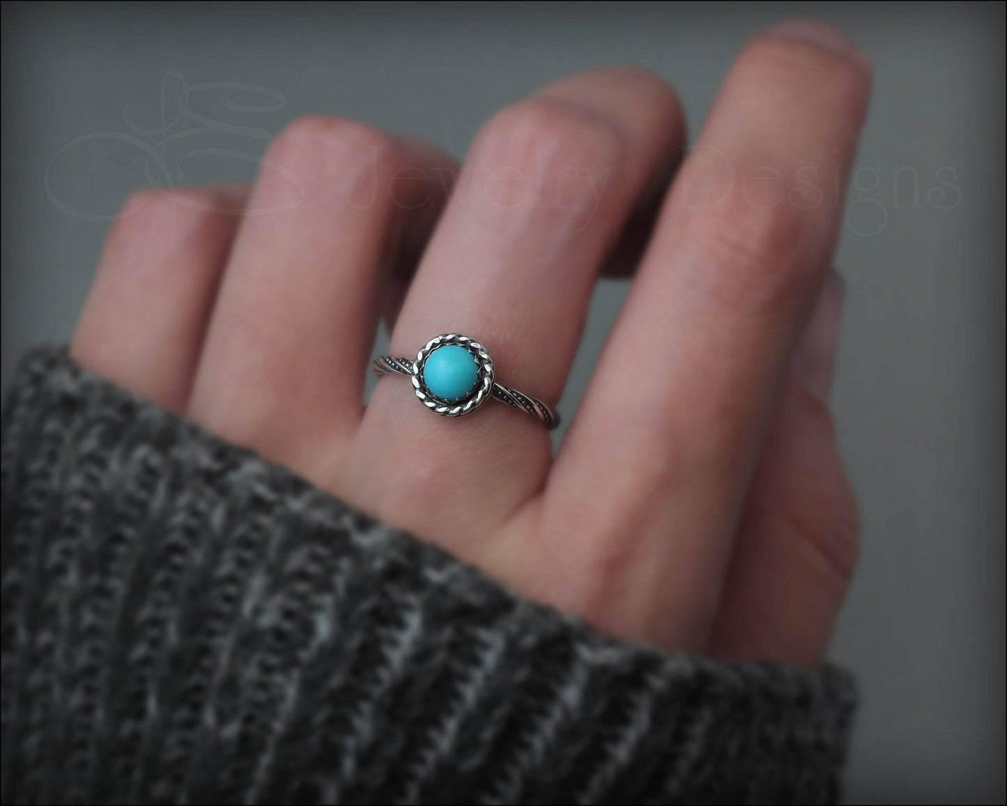 Twisted Sterling Turquoise Ring - LE Jewelry Designs