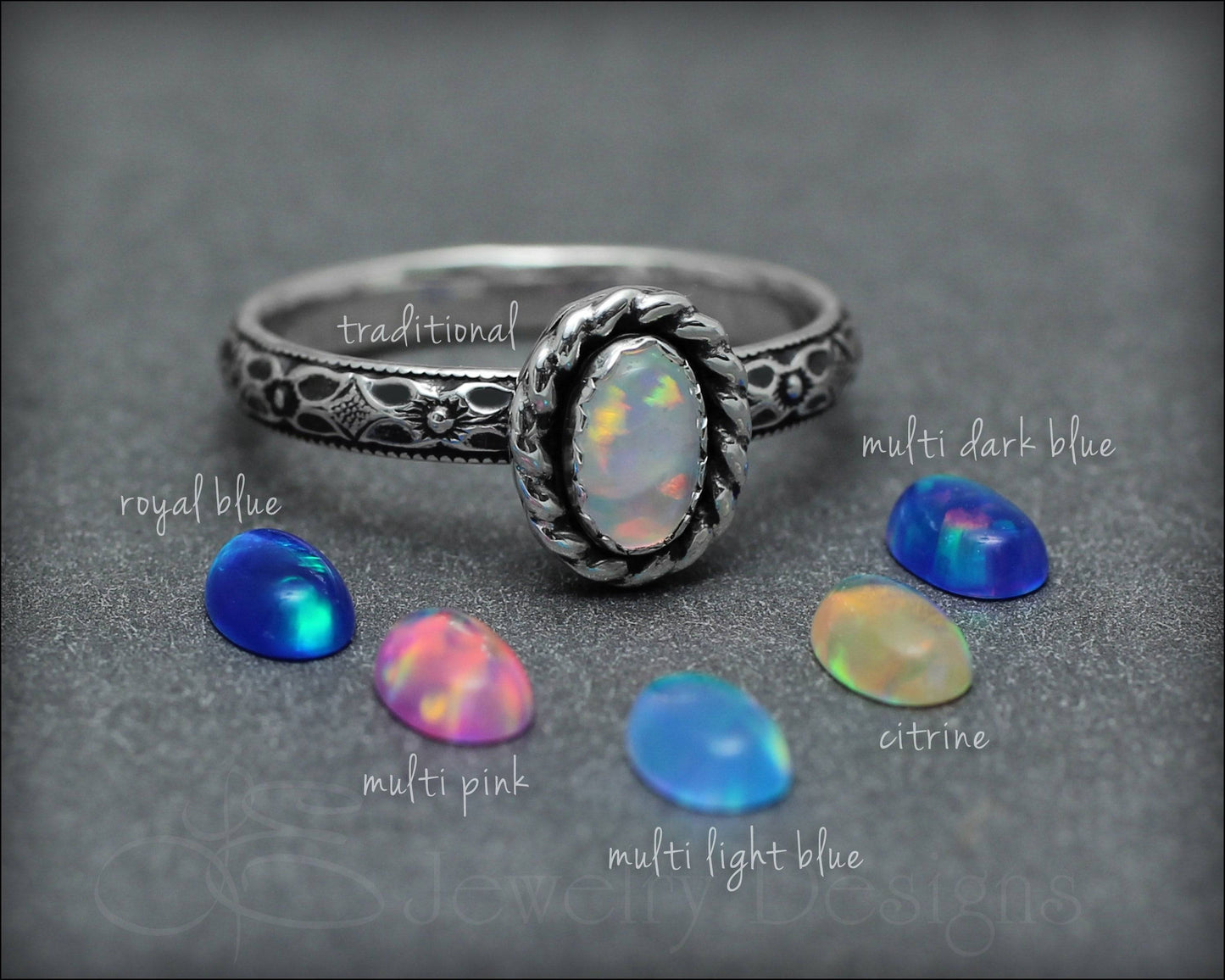 Load image into Gallery viewer, Vintage Style Opal Ring (choose color) - LE Jewelry Designs
