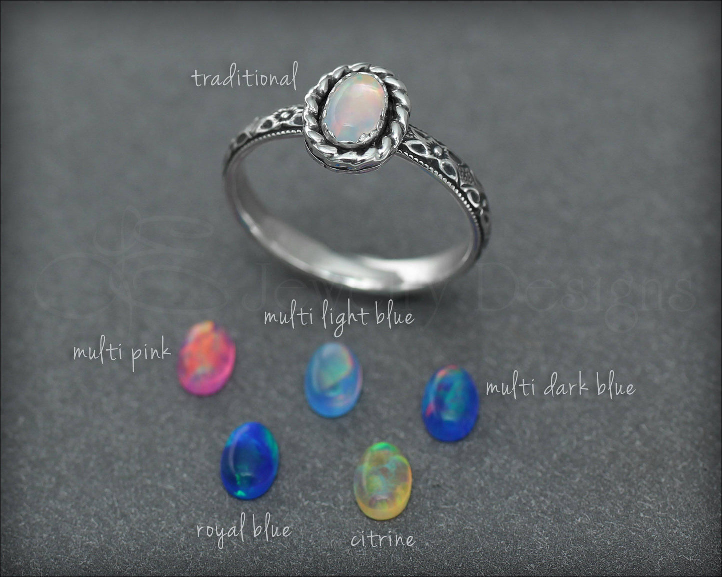 Vintage Style Opal Ring (choose color) - LE Jewelry Designs
