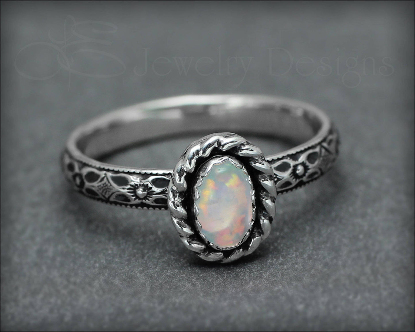 Large Australian Opal Ring- Sterling Silver - Size 8.75