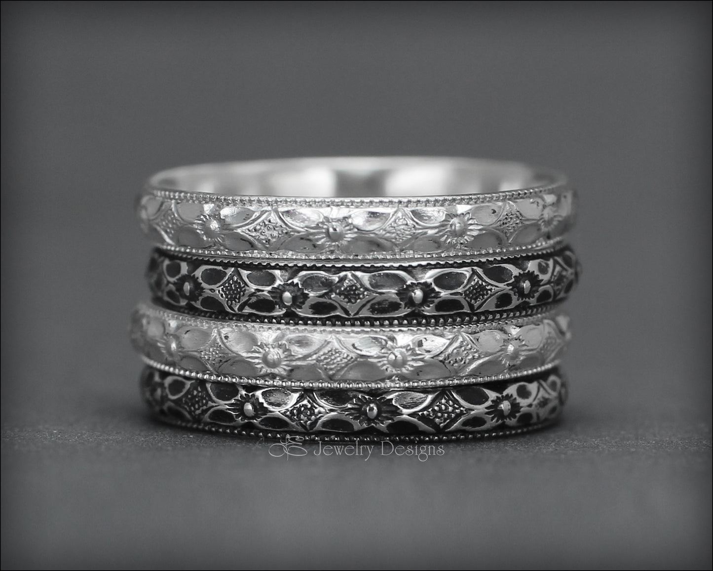Vintage Style Sterling Floral Ring - LE Jewelry Designs