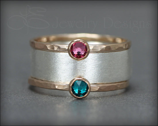 Wide Band Birthstone Ring Set - LE Jewelry Designs